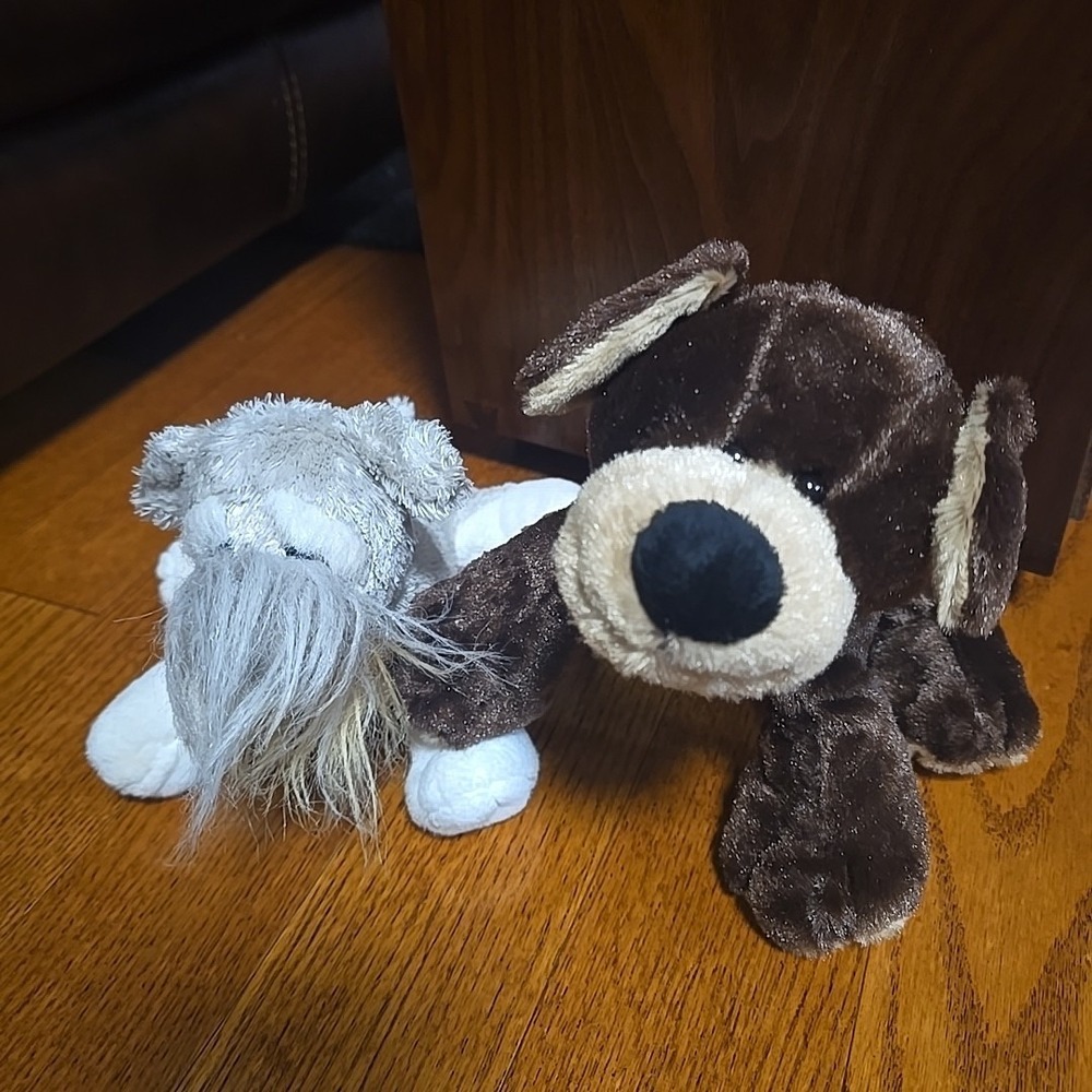 Lot of 2 Plush Stuffed Animals Webkinz Ganz Dog Schnauzer Mocha Pup